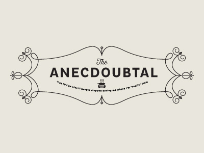 Anecboudtal art deco black and tan black and white logo mid century ornate tiny type web banner