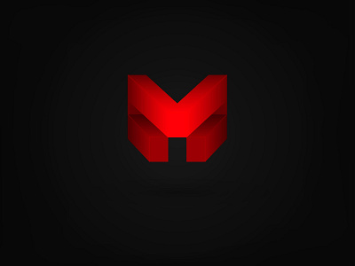 M logo 3d construction engineering geometric m red