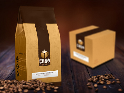 Coffee Packaging bag box coffe cube cubo mockup packaging print