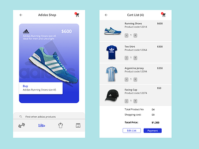 Adidas Shop app branding design ui
