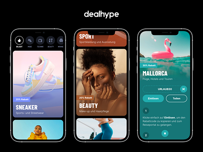 Dealhype - Daily Deals & Shopping App app deal deals discount ecommerce feed filter giftcard logo mobile native online shop onlineshop retail rewards shopping ui ux
