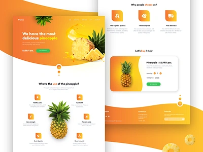 Pineapple Dribble bright color bright colors design elena sinianskaya landing landing page landing design landing page concept olena synianska pineapple ui ux web webdesign webdesigner website