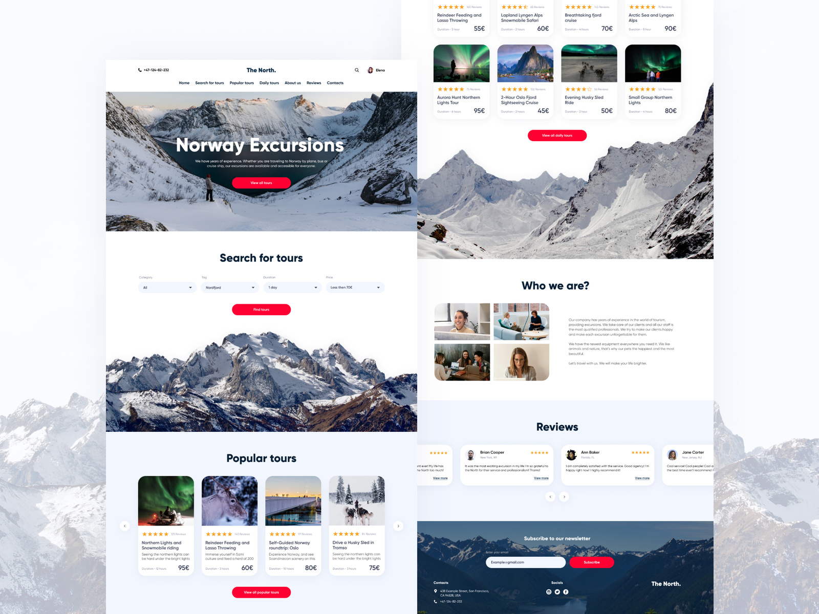 Landing Page Norway Excursions by Olena Synianska on Dribbble