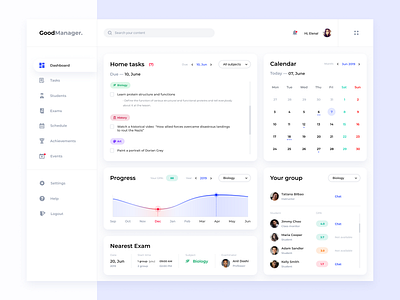 Dashboard - Good Manager beautiful clean clean design clean ui clean ui design concept dashboard dashboard design dashboard ui design elena sinianskaya light ui student study ui uiux ux web webdesign white