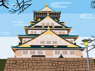 Osaka castle illustration