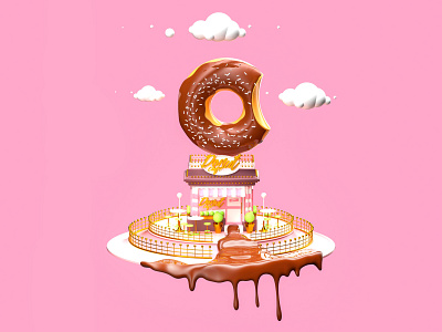 3d illustration donut cafe