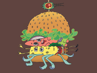 Patty Party burger food krabby patty nickelodeon patrick star plankton spongebob squidward t shirt thread less