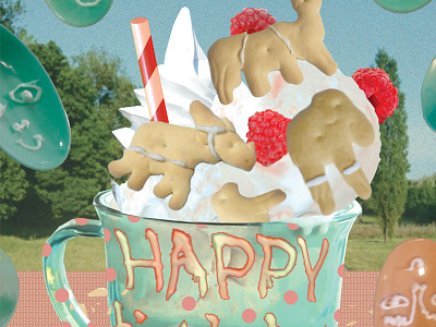 Happy Birthday to you animal birthday card crackers cream dessert food greeting happy ice spoon viva