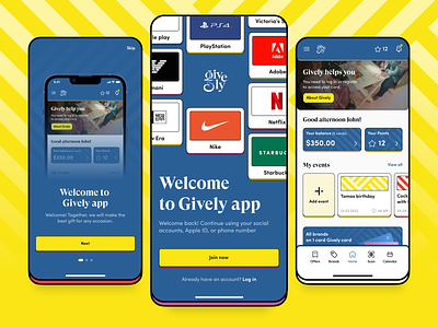 Gively app branding design figma homepage mobile app ui uiux ux webdesign welcome screen