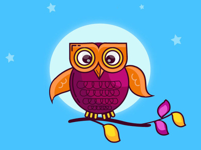 Owl Illustration adobe illustrator bird illustration night owl tree vector web