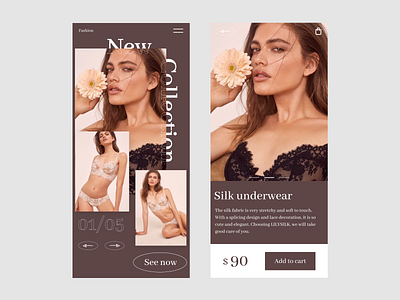 Shop app brown clean concept ecommerce app fashion fashion design mobile mobile app new shopping app shopping cart underwear