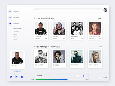 Music app 2020 trend app clean concept minimal music music app music player player ui ux web webapp
