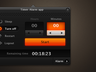 Timer Alarm App Interface alarm app black interface orange os x timer window