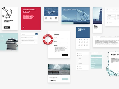 Harbor Ui Kit elements gui interface kit minimalist nautical ocean psd sea ui ui kit web