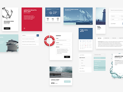 Harbor Ui Kit elements gui interface kit minimalist nautical ocean psd sea ui ui kit web