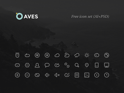 Aves Icon Set (Free AI+PSD) ai free free psd freebie icon icons kit minimalist psd ui ux