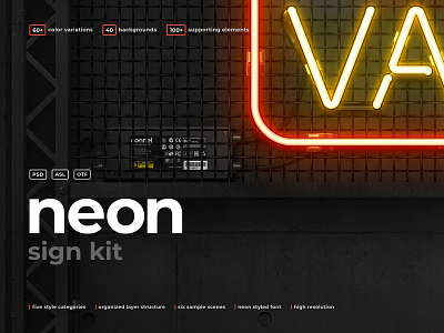 Neon Sign Kit asl box effect font glow kit light neon otf psd sign style tool toolbox toolkit tube