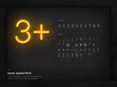 Neon Sign Kit Font - Numbers & Glyphs