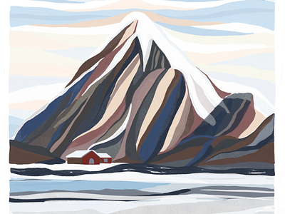 Mountain cottage design digital painting illustration illustrations nature painting portrait