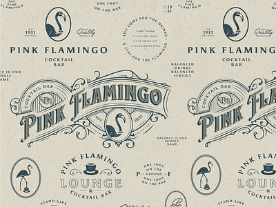 The Pink Flamingo animal branding copyrighting elegant logo logo design template typography victorian vintage