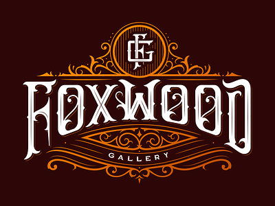 Foxwood Gallery ai art nouveau handlettering logotype