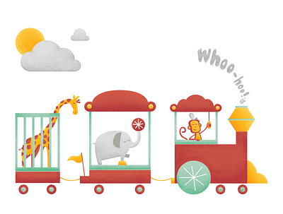 Circus Train animals design illustration procreate