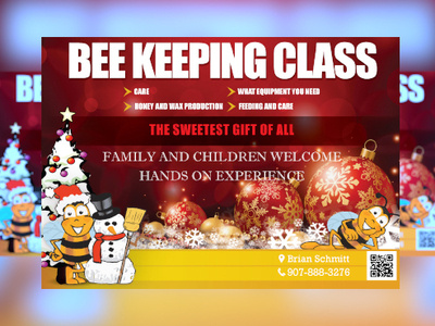 Flyer_Bee_Classes beekeeper beekeeping corporate branding design flyer honeybee honeycomb illustration marketing print design