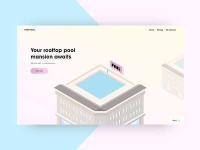 Rooftop Pools design isometric pool ui web