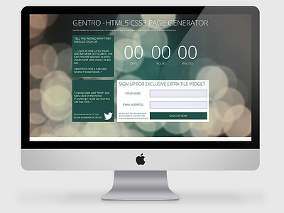 Gentro responsive HTML5 page generator mock-up bokeh metro responsive tile ui web web design