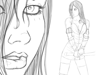 Flixera character sketch battle suit codeword deadman codword deadman drawing girl illustration katana photoshop samurai sword sketch sword