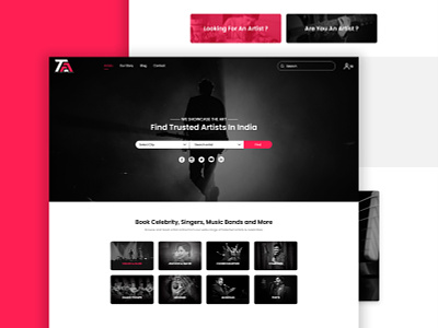 Artist Arena 2020 trend adobe xd app concept black white flat landing page design landing page ui photoshop portfolio red ui ux web