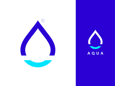 AQUA aqua drop flat icon logo design logocollection logoconcept mark portfolio typography ui ux water web