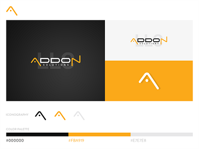 Addon Solution LLC black black white branding iconography illustration logo ui web yellow