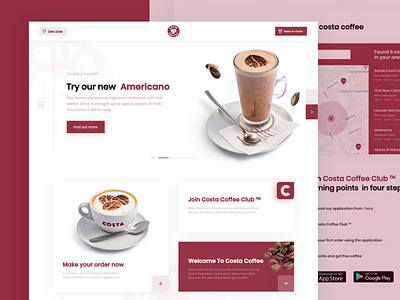 Costa Coffee - Redesign design designer interaction interaction design sketch ui ui ux ui design uidesign uiux ux ux ui ux design uxdesign uxui web web design webdesign website website design
