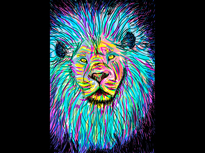 Lion Amazed 2d 2d art adobe animal art colorful art hand drawn lion photoshop wacom wacom intuos