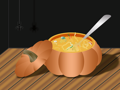 Pumpkin soup 2d 2d art halloween illustration illustrator pumpkin soup spider