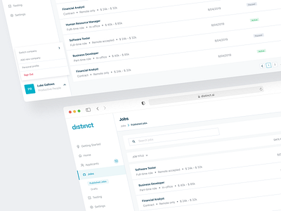 Distinct dashboard