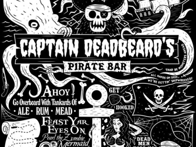 Captain Deadbeard's design graphicdesign halloween horror icon illustration octopus photoshop pirate pirates poster skeleton spooky typography vector zombie
