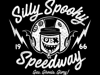 Silly Spooky Speedway Retro Logo