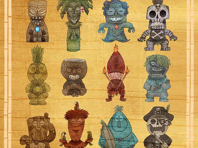 The Island of Spooki-ki Tiki Gods character concept character design design illustration tiki