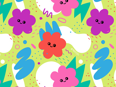 YAYITZEL Blobby Flowers blob coloful design doodles icon illustration kawaii pattern rainbow shapes vector wallpaper yayitzel