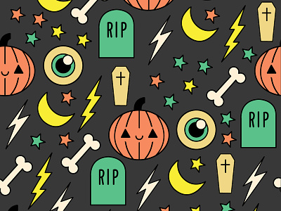Halloween Kawaii Icons design halloween icon illustration kawaii pattern spooky vector wallpaper