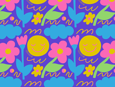 YAYITZEL Blob Flowers blob coloful design doodle happy icon illustration kawaii pattern rainbow repeat textile vector wallpaper yayitzel