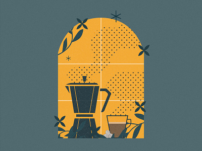Coffee Illustration adobe illustrator coffee coffee theme coloful colors cup illustraiton illustraor illustration illustration with textures minimal minimalism moka moka pot pastel texture textures vector yellow