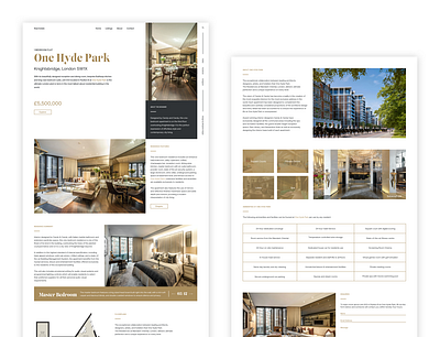 One Hyde Park - Unit Listing design gold grid listing luxury minimal realestate sketch ui ux web web design