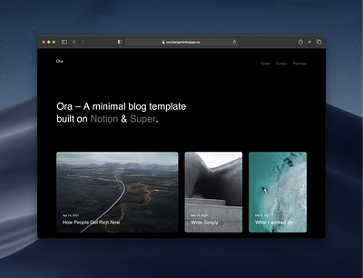 Ora – A minimal blog template notion webdesign website theme