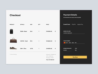 Daily UI 002 checkout dailyui design ecommerce payment shopify shopping cart ui ux web webdesign