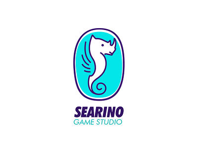 SEARINO | Game Studio blue branding design gamestudio icon illustration logo purple rhino sea sea creature typography vector
