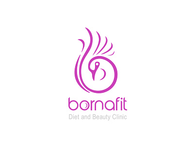 Bornafit Logo Design beauty bird clinic design diet logo pink typography women