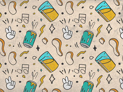 Sweaty Bevvies Pattern alchohol art direction beer beer can flat graphic deisgn grunge illustration pattern pint repeating spills texture vector